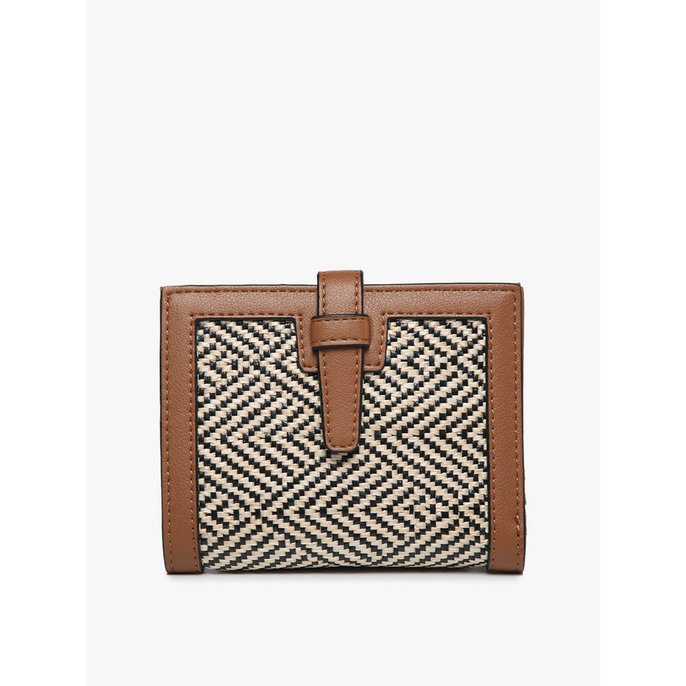 Canvas Wallet w/ Slip Closure-Brown with Dark Brown Trim